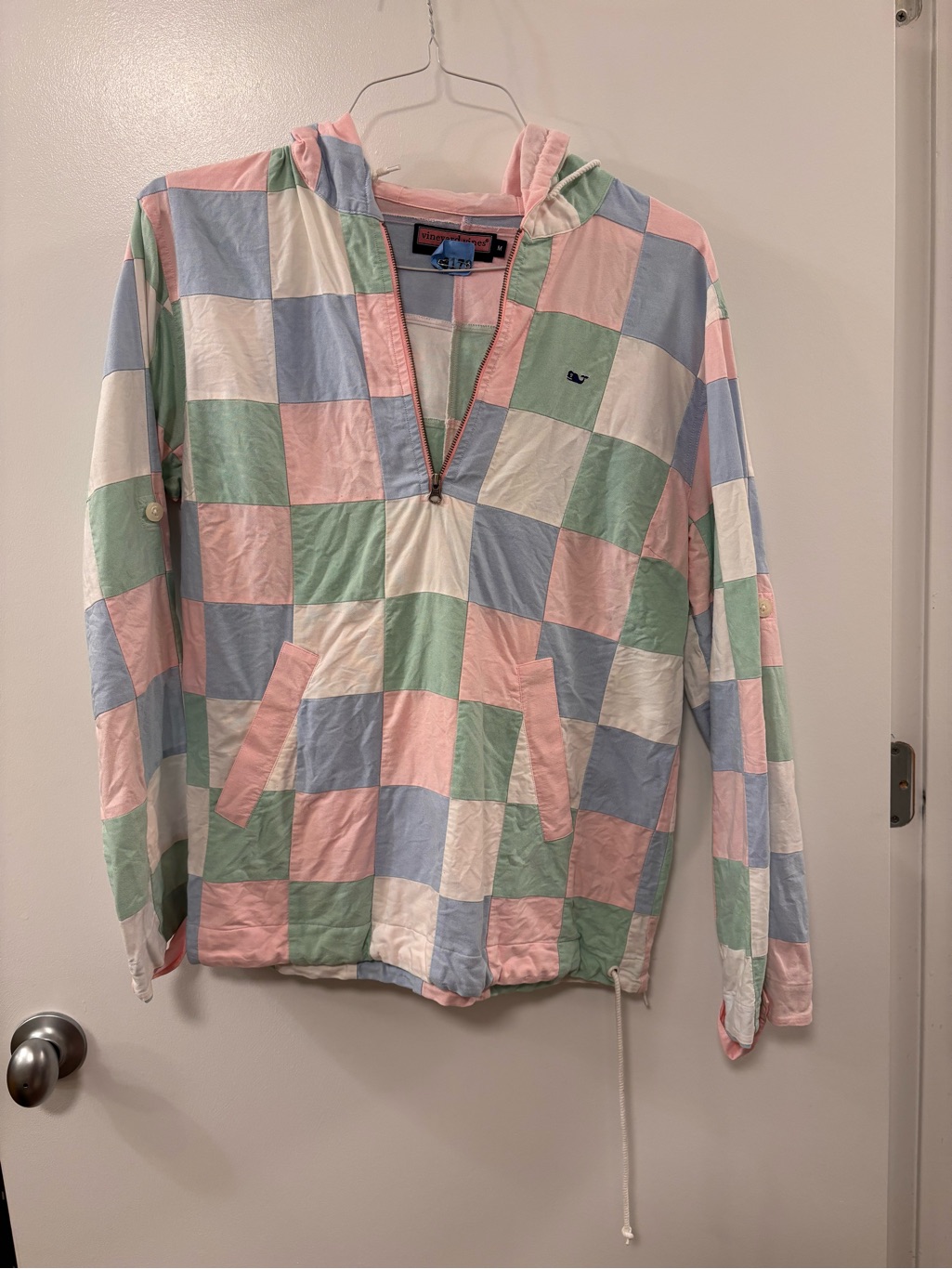 Rare Vintage Vineyard Vines Pastel Check Hooded Pullover